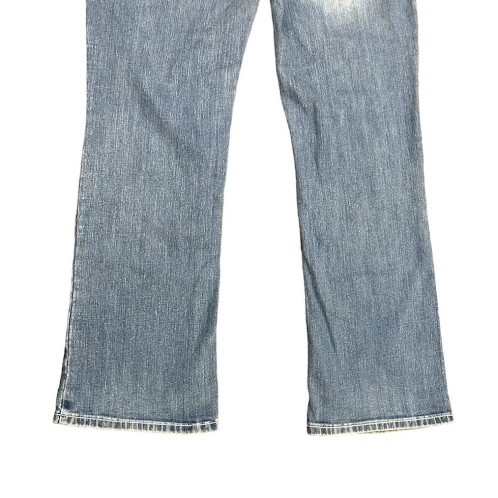 Soundgirl Jeans Juniors 17 Blue Bootcut Studs Bling Thick Stitch Fluer De Lis - Picture 9 of 16